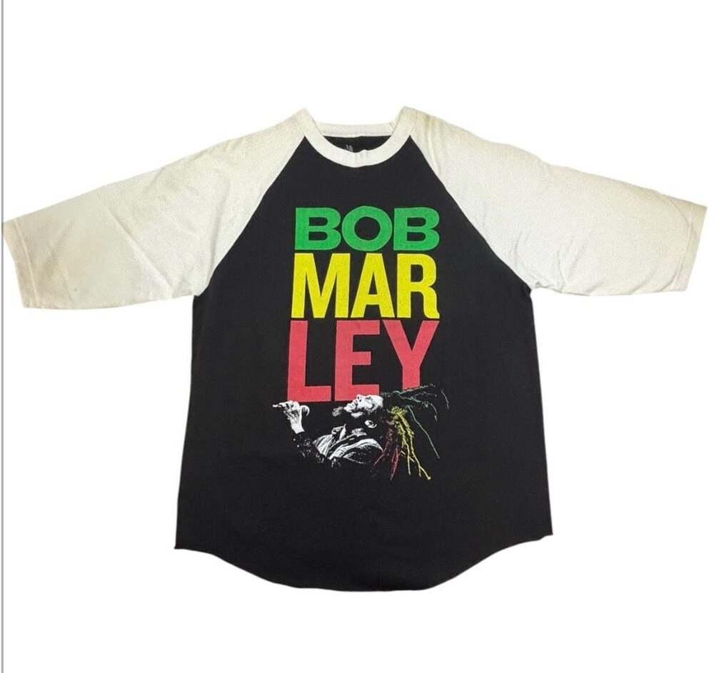 Zion Rootswear Bob Marley Graphic Print Raglan Baseball T-Shirt XL